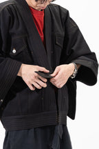 THE KIMONO Jacket – Black Okayama Denim × Arizona Leather