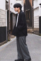 THE KIMONO Jacket – Black Okayama Denim × Arizona Leather