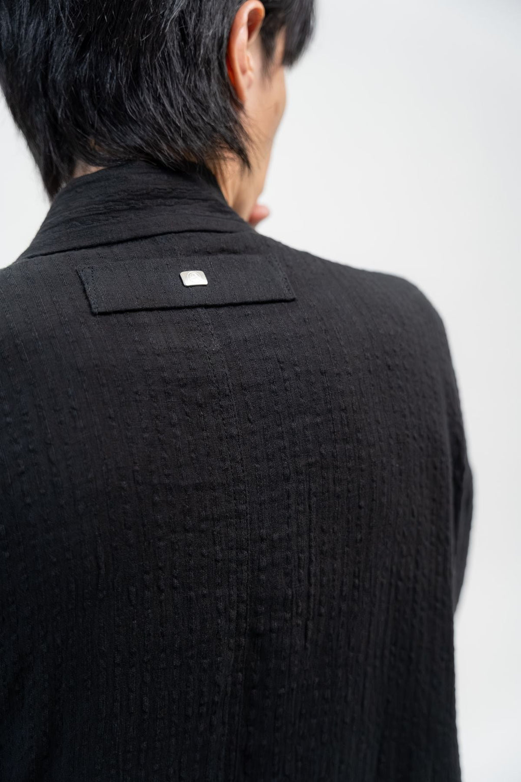 BLACK LINEN YUKATA with LEATHER BELT