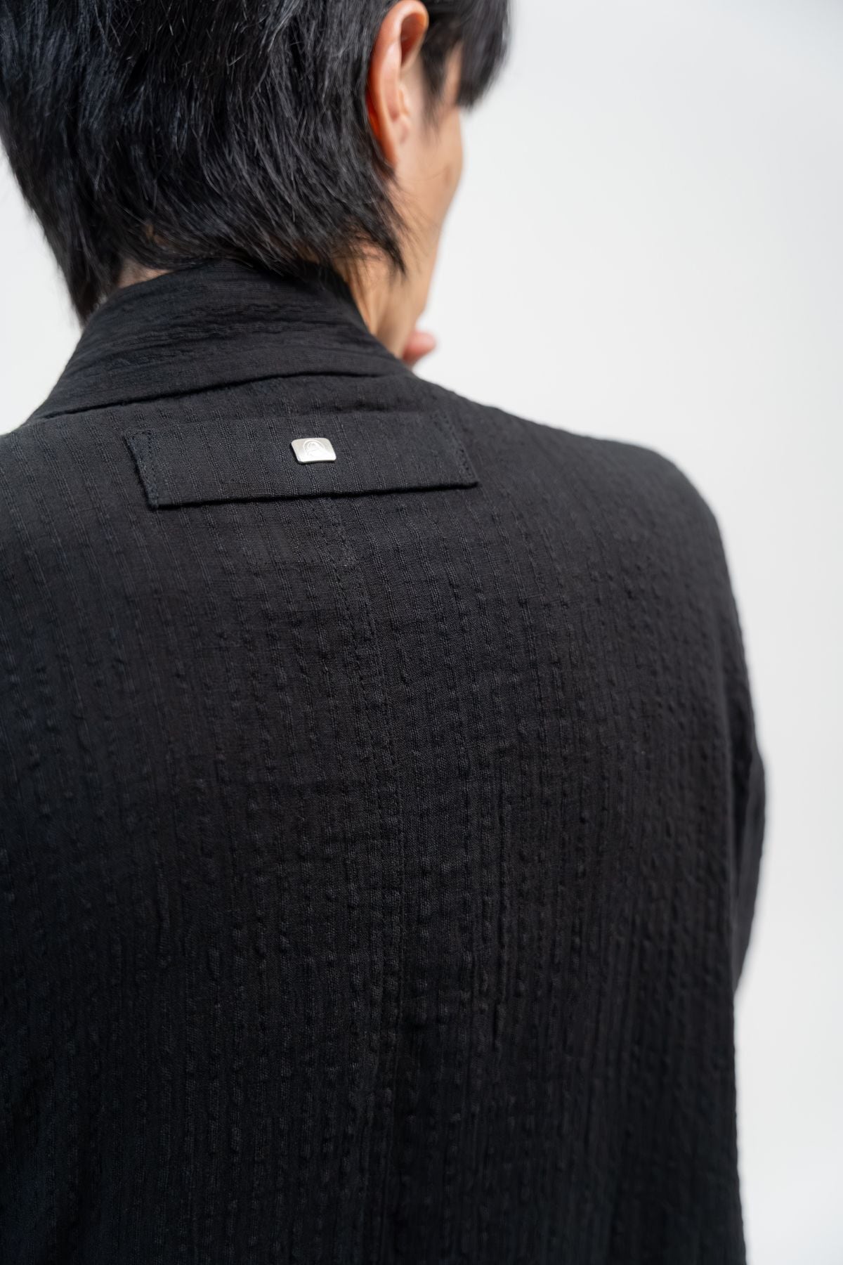 BLACK LINEN YUKATA with LEATHER BELT