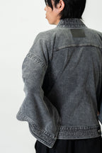 THE KIMONO Denim Jacket – BLACK ICE Okayama Denim × Arizona Leather