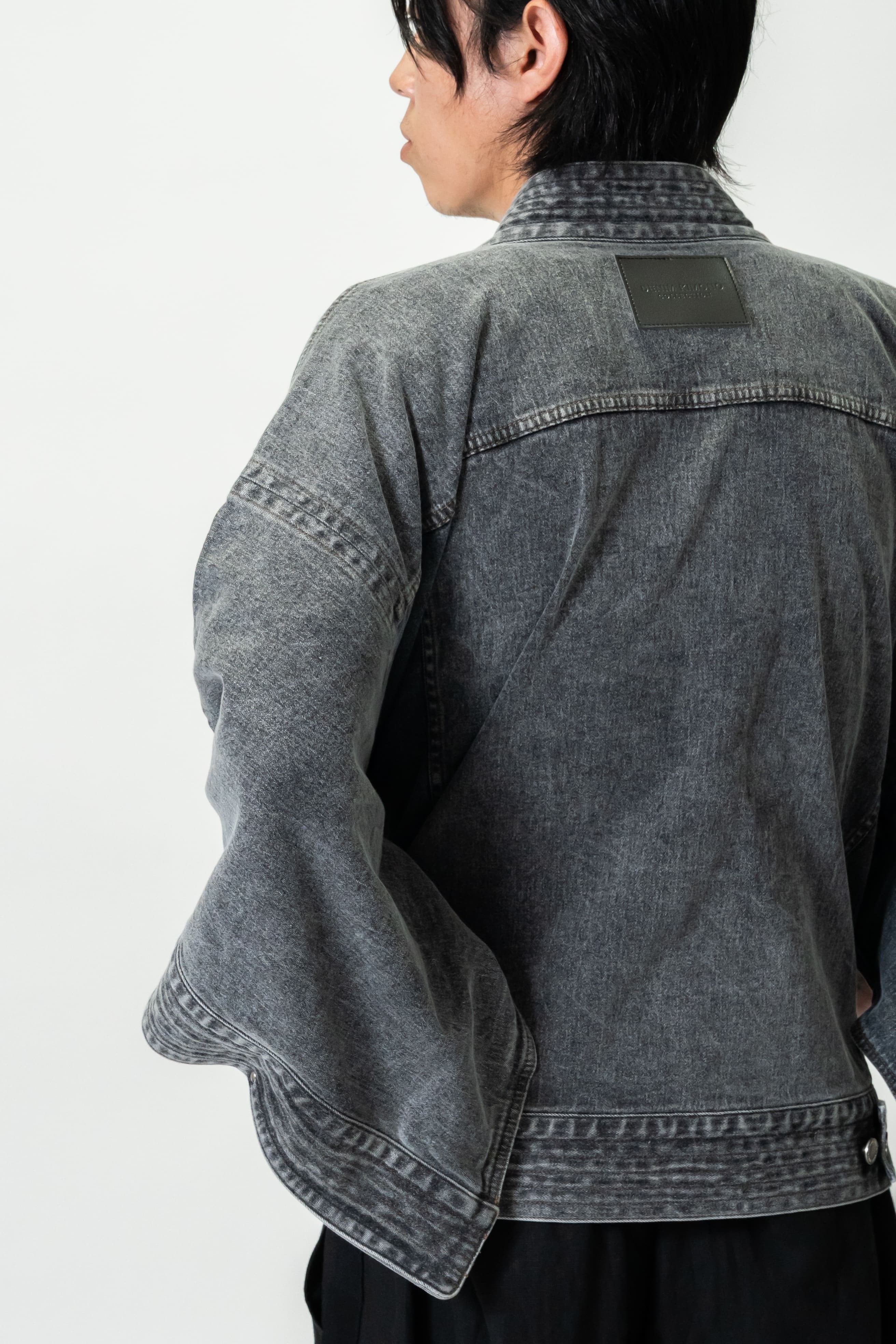THE KIMONO Denim Jacket – BLACK ICE Okayama Denim × Arizona Leather