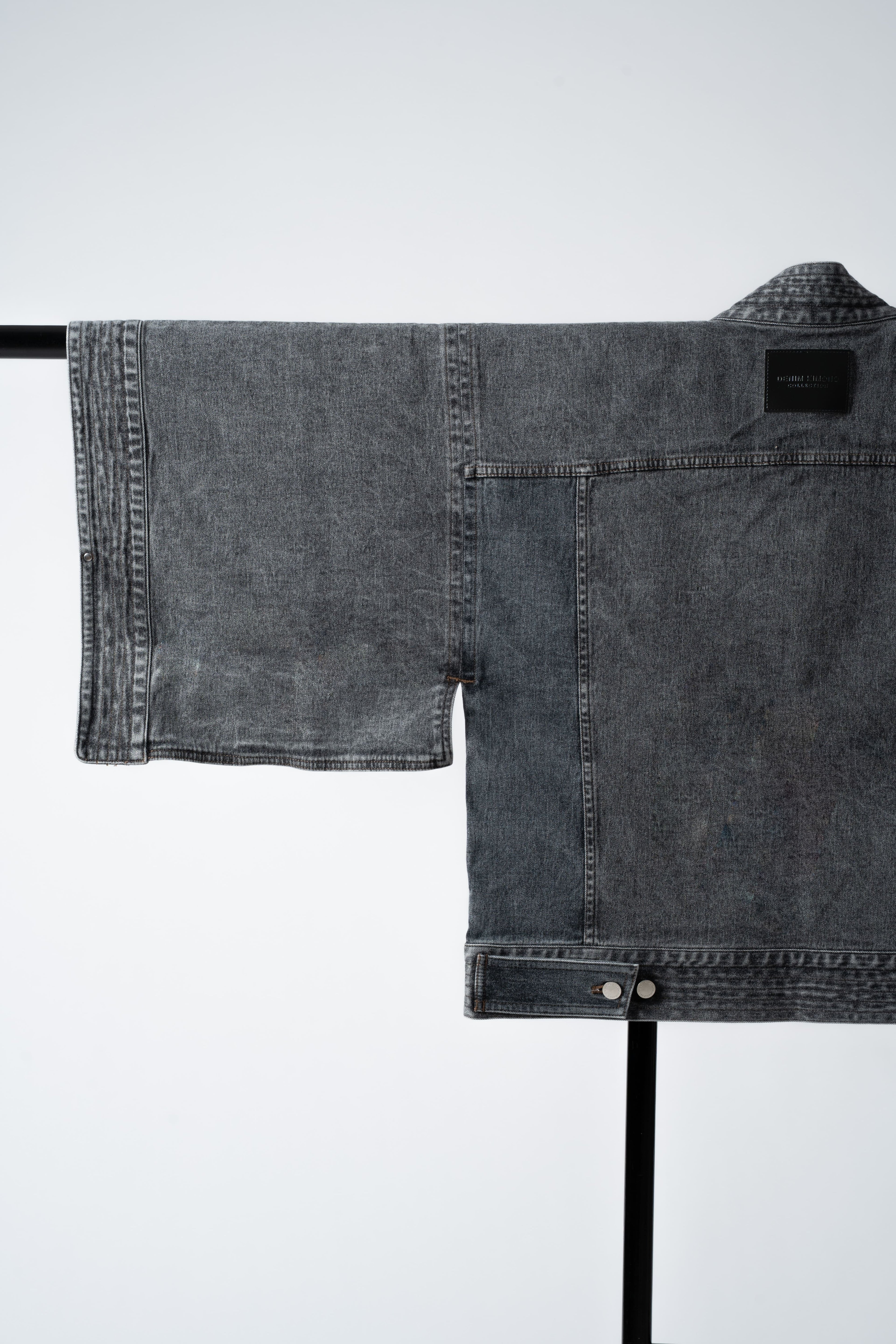 THE KIMONO Denim Jacket – BLACK ICE Okayama Denim × Arizona Leather