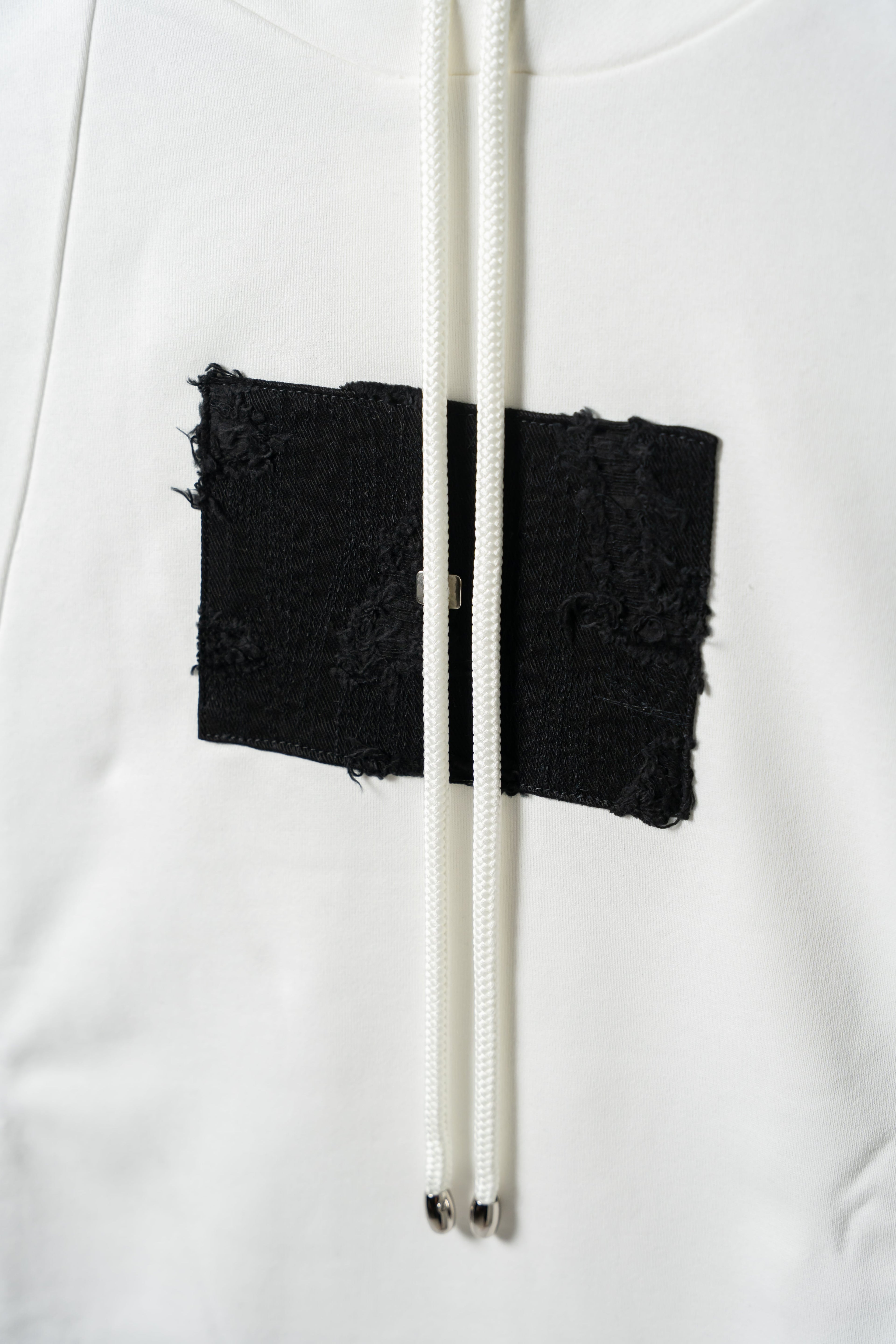 KIMONO Hoodie - Embroidered Denim (White)