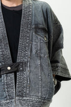 THE KIMONO Denim Jacket – BLACK ICE Okayama Denim × Arizona Leather
