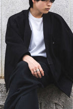 THE KIMONO Jacket – Black Okayama Denim × Arizona Leather