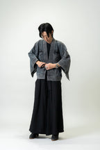 THE KIMONO Denim Jacket – BLACK ICE Okayama Denim × Arizona Leather