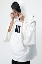 KIMONO Hoodie - Embroidered Denim (White)