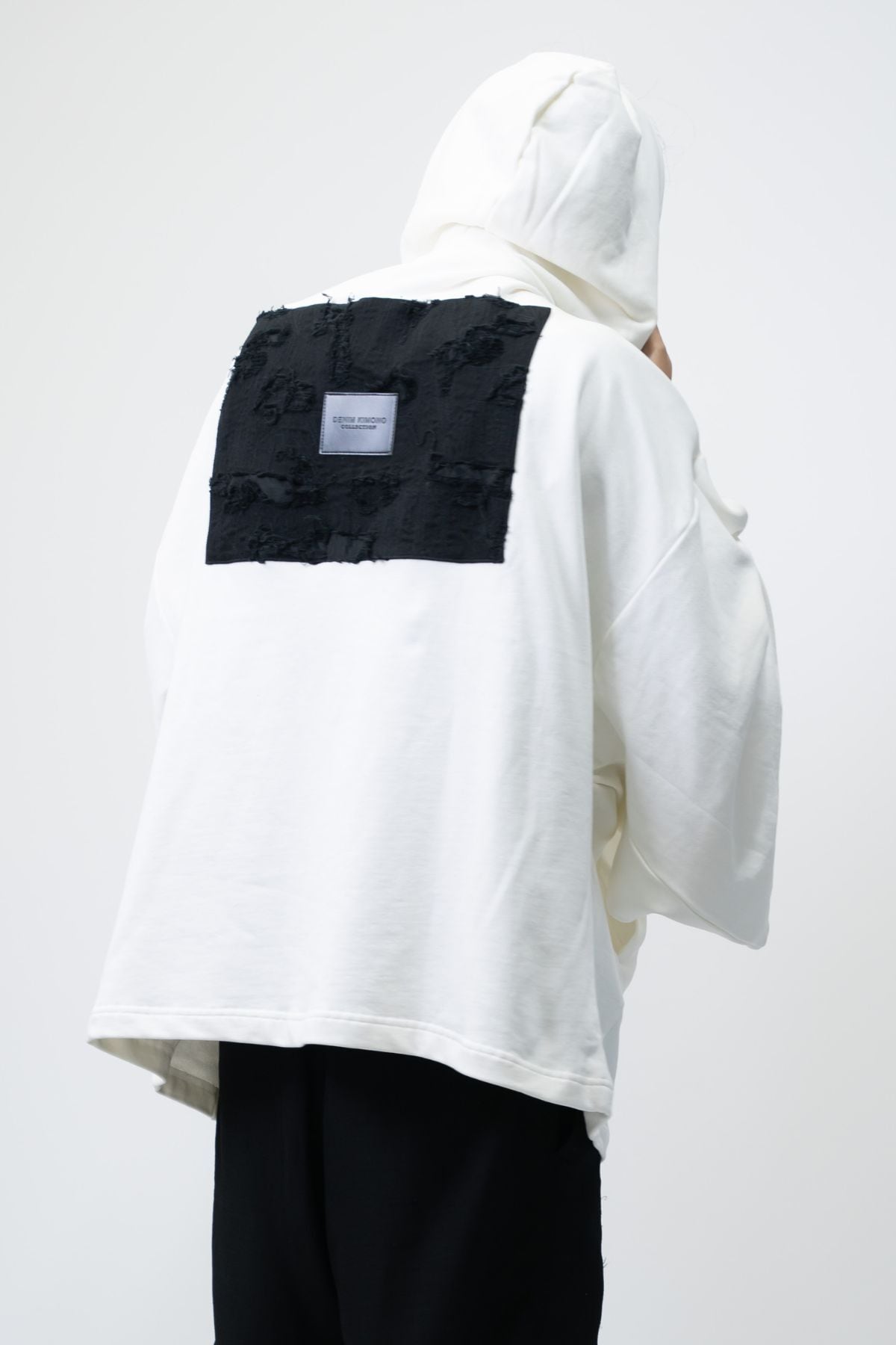 KIMONO Hoodie - Embroidered Denim (White)