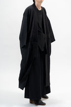 BLACK LINEN YUKATA with LEATHER BELT
