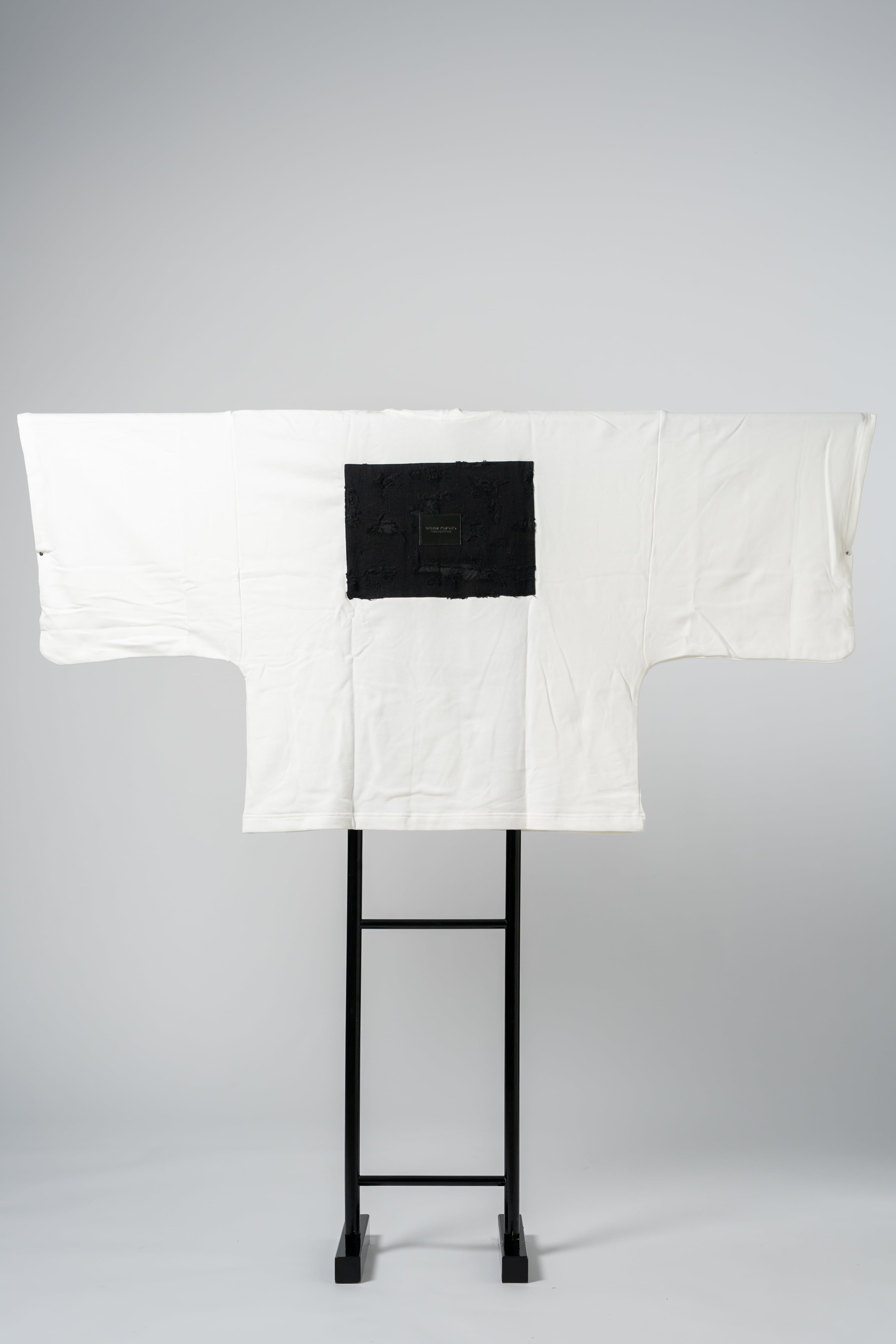 KIMONO Hoodie - Embroidered Denim (White)