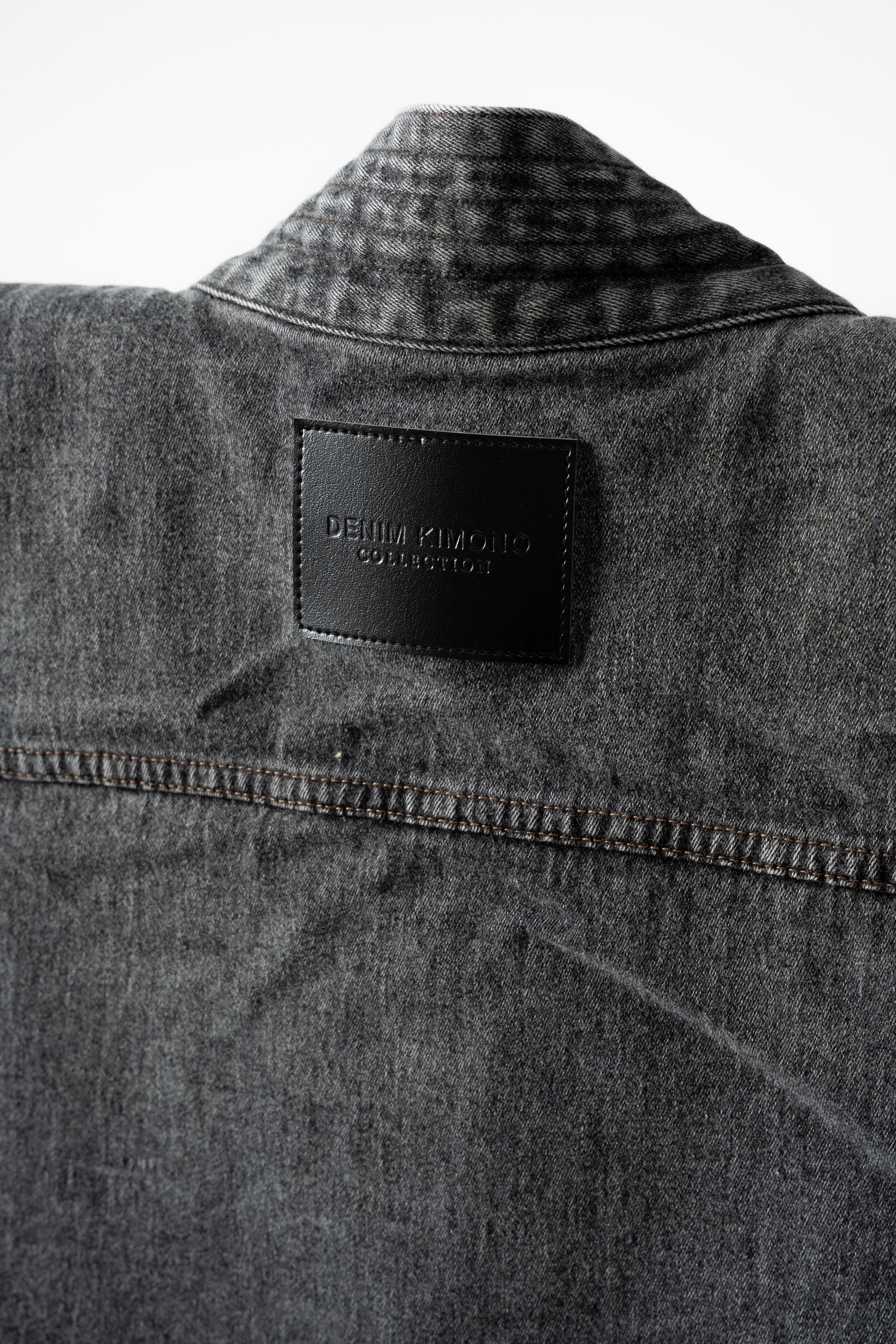 THE KIMONO Denim Jacket – BLACK ICE Okayama Denim × Arizona Leather
