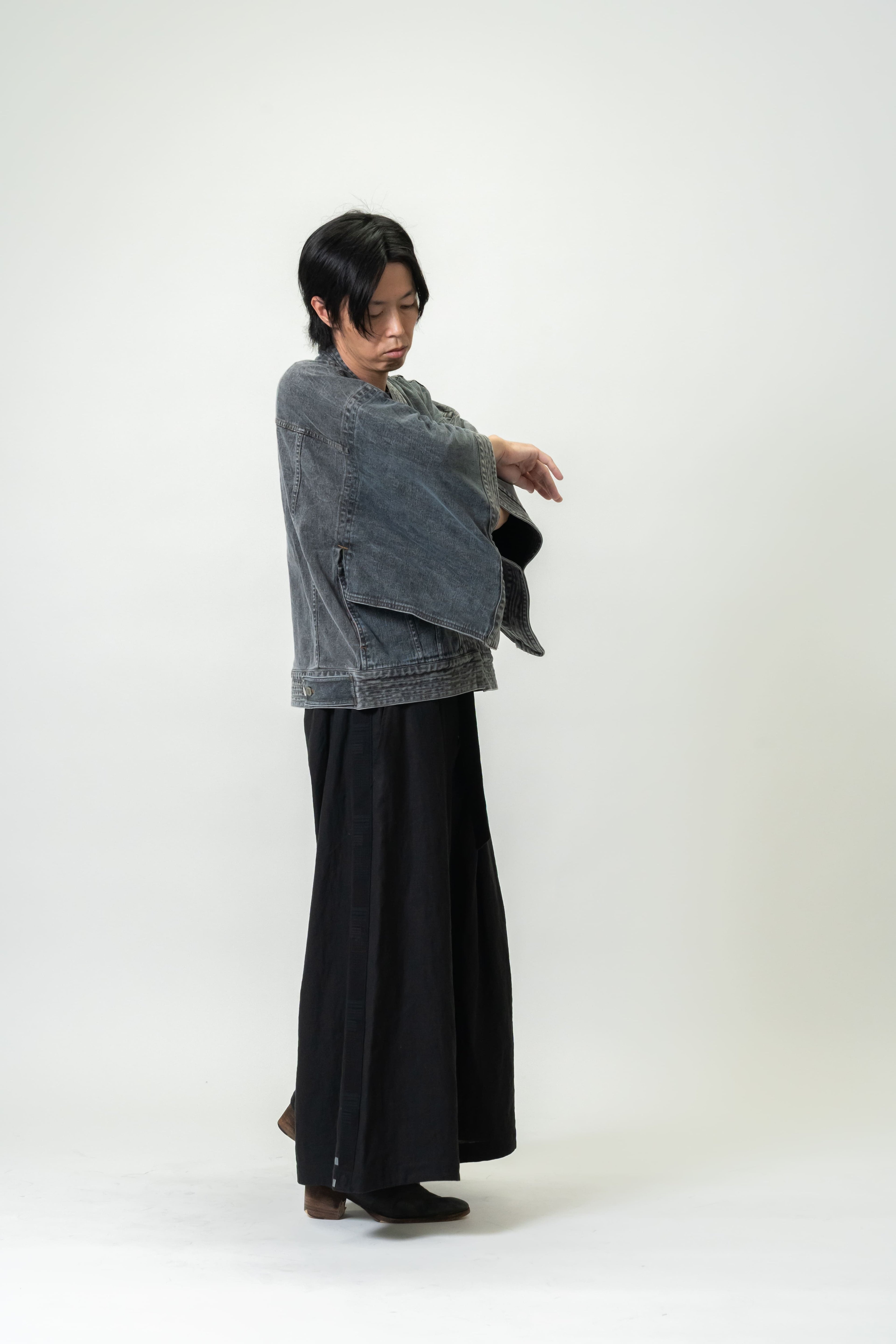 THE KIMONO Denim Jacket – BLACK ICE Okayama Denim × Arizona Leather