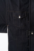THE KIMONO Jacket – Black Okayama Denim × Arizona Leather