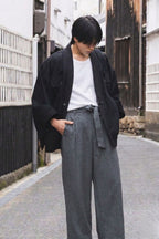 THE KIMONO Jacket – Black Okayama Denim × Arizona Leather