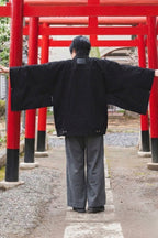 THE KIMONO Jacket – Black Okayama Denim × Arizona Leather