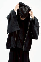 BLACK LINEN KIMONO HOODIE