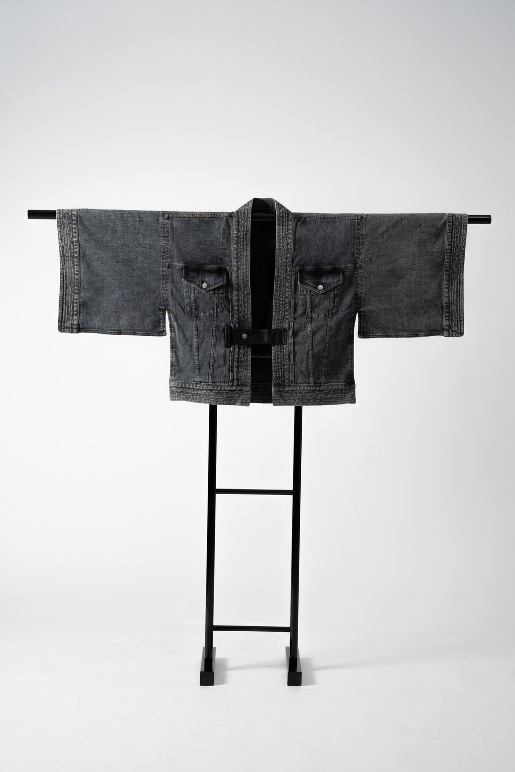 THE KIMONO Denim Jacket – BLACK ICE Okayama Denim × Arizona Leather