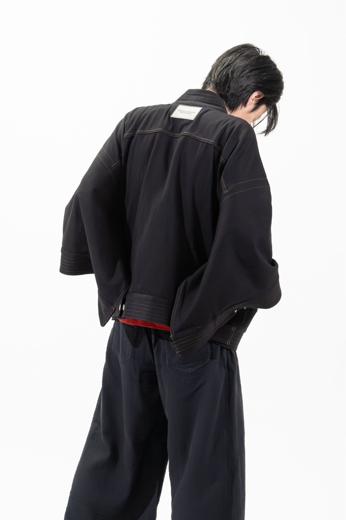 THE KIMONO Jacket – Black Okayama Denim × Arizona Leather