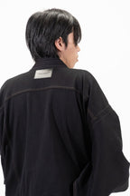 THE KIMONO Jacket – Black Okayama Denim × Arizona Leather