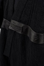 BLACK LINEN YUKATA with LEATHER BELT