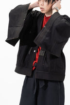 THE KIMONO Jacket – Black Okayama Denim × Arizona Leather