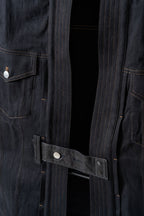 THE KIMONO Jacket – Black Okayama Denim × Arizona Leather