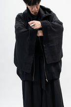 BLACK LINEN KIMONO HOODIE