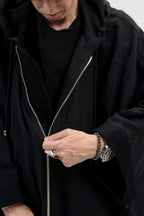 BLACK LINEN KIMONO HOODIE